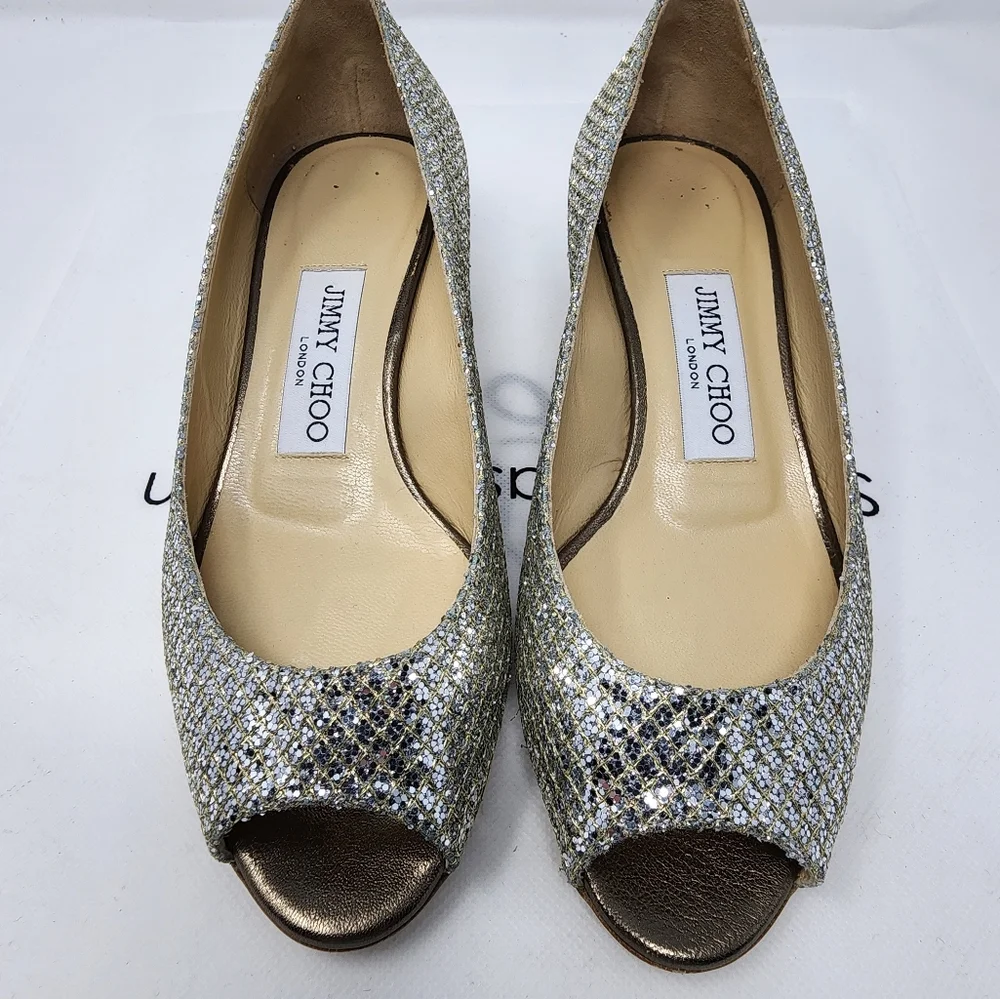 Jimmy Choo Silver Leather Pumps 36